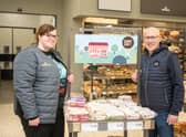 Ashleigh Campbell, Market Street senior manager at Morrisons Inverness, and Harry Gow director David Gow. Picture: contributed.