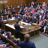 Prime Minister Rishi Sunak speaks during Prime Minister's Questions in the House of Commons.