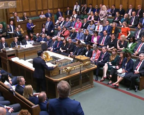 Prime Minister Rishi Sunak speaks during Prime Minister's Questions in the House of Commons.