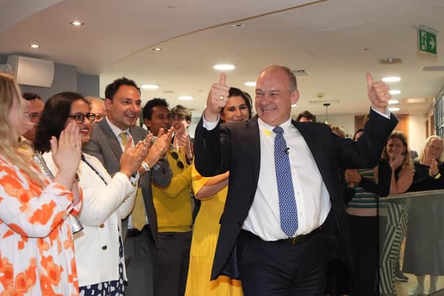Liberal Democrat leader Sir Ed Davey celebrates the party's election results (Picture: Gareth Fuller/PA)