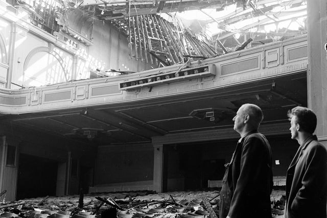 The damaged interior of Edinburgh's Gaumont Cinema, in Canning Street, days after a fire in May 1962.