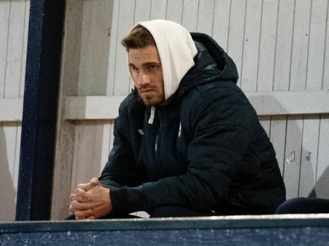 Raith's new signing David Goodwillie watches on during the 3-3 draw with Queen of the South at Stark's Park