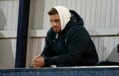 Raith's new signing David Goodwillie watches on during the 3-3 draw with Queen of the South at Stark's Park