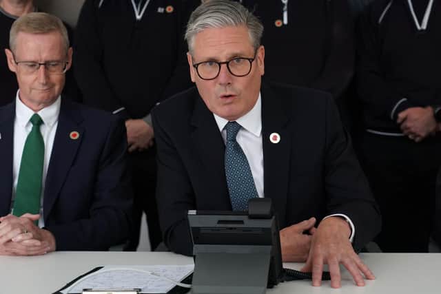 Prime Minister Sir Keir Starmer speaks on the phone to US President Donald Trump during a visit to the West Midlands. Photo: Alberto Pezzali/PA Wire
