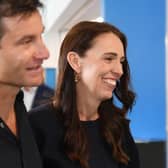 New Zealand Prime Minister Jacinda Ardern with her partner Clarke Gayford after she announces her resignation.