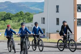 Pupils using the active travel hub at Bannockburn High School in Stirling which is awaiting funding to continue. Picture: Forth Environment Link