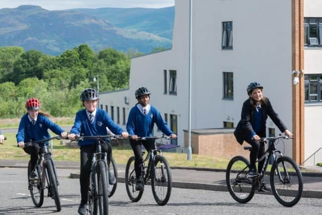 Pupils using the active travel hub at Bannockburn High School in Stirling which is awaiting funding to continue. Picture: Forth Environment Link