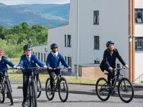 Pupils using the active travel hub at Bannockburn High School in Stirling which is awaiting funding to continue. Picture: Forth Environment Link