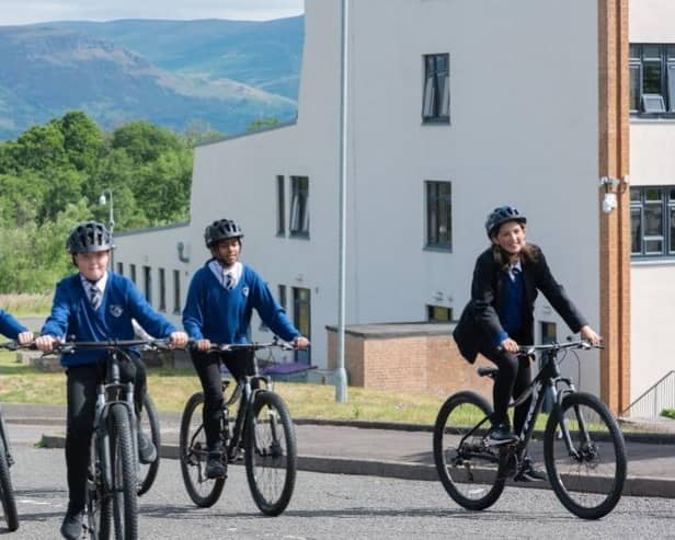 Pupils using the active travel hub at Bannockburn High School in Stirling which is awaiting funding to continue. Picture: Forth Environment Link