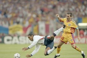 Former Romania captain Gheorghe Hagi (right). Likes feta, apparently.  \ Mandatory Credit: Ben Radford /Allsport