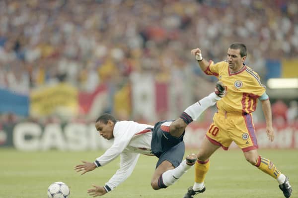 Former Romania captain Gheorghe Hagi (right). Likes feta, apparently.  \ Mandatory Credit: Ben Radford /Allsport