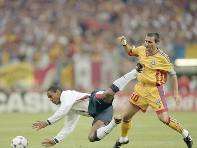 Former Romania captain Gheorghe Hagi (right). Likes feta, apparently.  \ Mandatory Credit: Ben Radford /Allsport