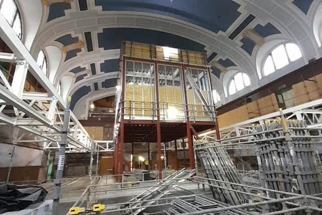 Construction work on the new east pavilion of the City Hall in Perth.