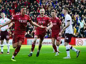Mattie Pollock had a standout performance in the 3-0 win over Hearts. (Photo by Paul Byars / SNS Group)