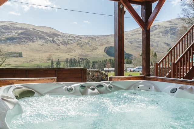 One of the hot tubs at the hotel's lodges.