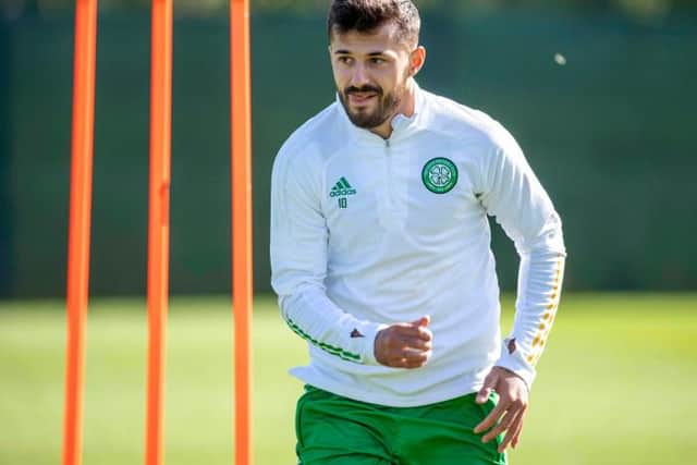 Albian Ajeti during a Celtic training session at Lennoxtown. (Photo by Rob Casey / SNS Group)