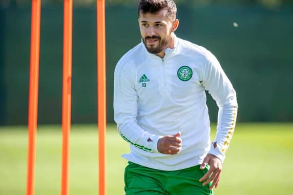 Albian Ajeti during a Celtic training session at Lennoxtown. (Photo by Rob Casey / SNS Group)