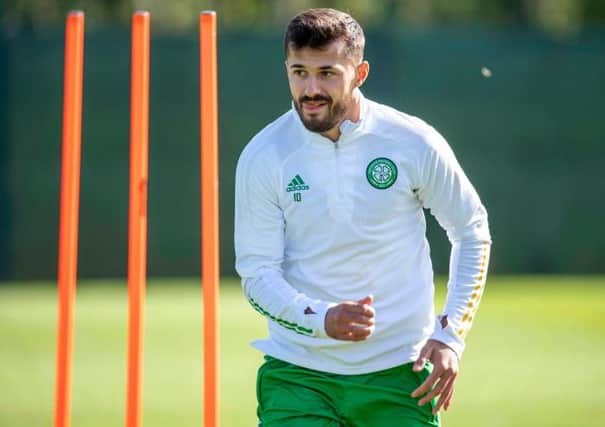 Albian Ajeti during a Celtic training session at Lennoxtown. (Photo by Rob Casey / SNS Group)