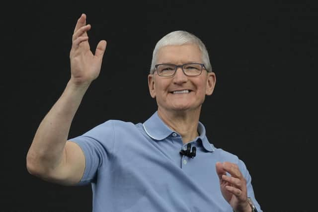 Apple CEO Tim Cook speaks during an annoucement of new products on the Apple campus on Monday in in Cupertino, California