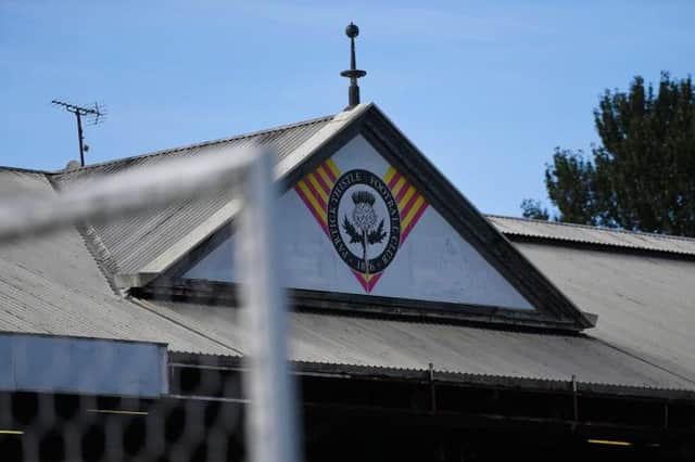 Firhill's pitch did not survive the Glasgow rain this afternoon. (Photo by Sammy Turner / SNS Group)