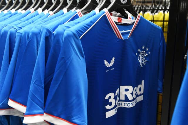 Castore kits on display in the Rangers store. Picture: SNS