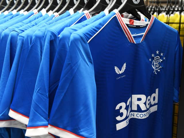 Castore kits on display in the Rangers store. Picture: SNS