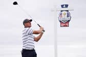Bryson DeChambeau tees off from the fourth tee on the first offical practice day for the 43rd Ryder Cup at Whistling Straits. Picture: Patrick Smith/Getty Images.