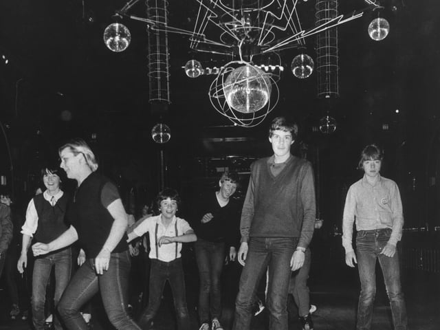 Dancers at a 'Coasters Roller Disco' in Edinburgh in 1982.
