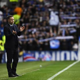 Rangers manager Michael Beale watches on as his team overcame Livingston 4-0 at Ibrox.