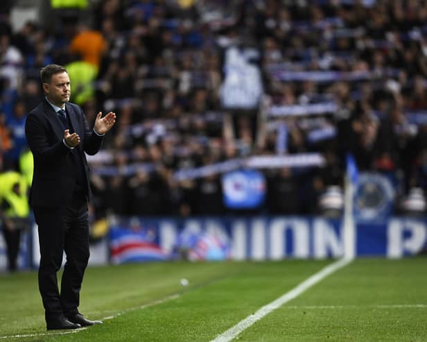 Rangers manager Michael Beale watches on as his team overcame Livingston 4-0 at Ibrox.