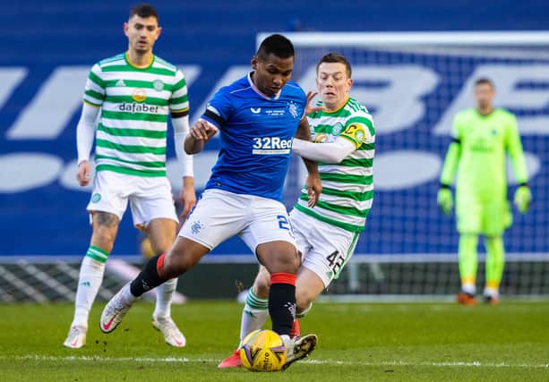 Rangers striker Alfredo Morelos in action against Celtic. Picture: SNS