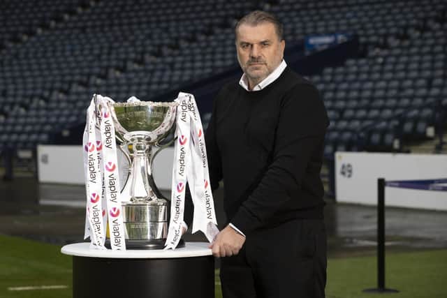 Celtic's Ange Postecoglou believes his team will be best served by being made fully aware of what is at stake at Hampden on Sunday. The promoting Viaplay’s exclusively live coverage of the Viaplay Cup final against Rangers, coverage starting at 2pm on Sunday. Viaplay is available to stream from viaplay.com or via your TV provider on Sky, Virgin TV and Amazon Prime as an add-on subscription. (Photo by Alan Harvey / SNS Group)