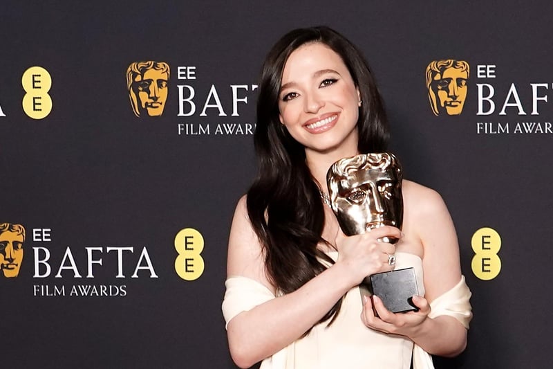Mikey Madison in the press room after winning the Best Actress in a Leading Role award for Anora