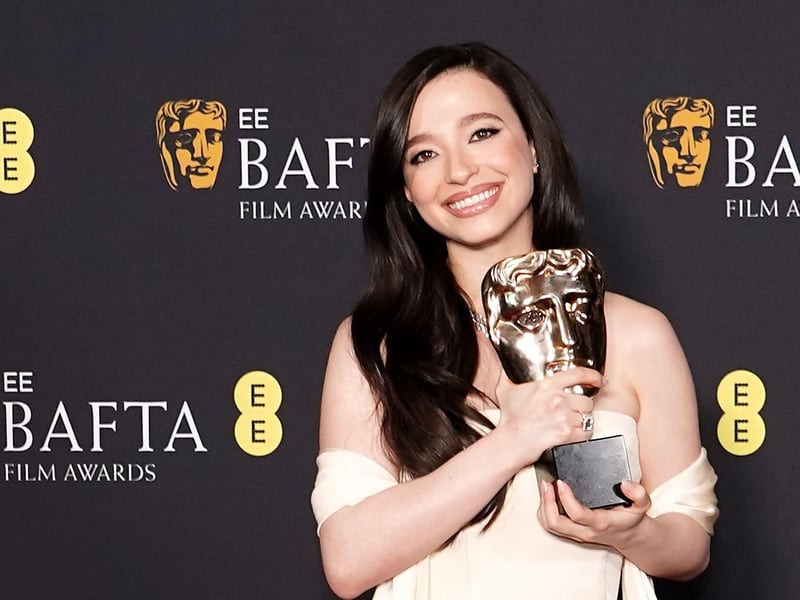Mikey Madison in the press room after winning the Best Actress in a Leading Role award for Anora