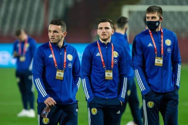 Scotland's John McGinn, Andy Robertson and Declan Gallagher have all spent time outwith the top-flight before progressing to international careers (Photo by Nikola Krstic / SNS Group)