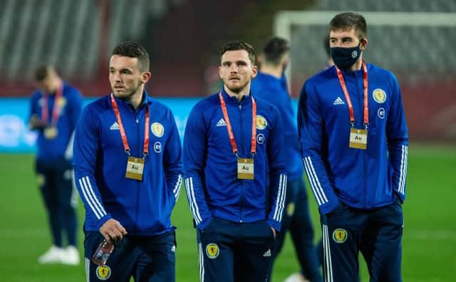 Scotland's John McGinn, Andy Robertson and Declan Gallagher have all spent time outwith the top-flight before progressing to international careers (Photo by Nikola Krstic / SNS Group)