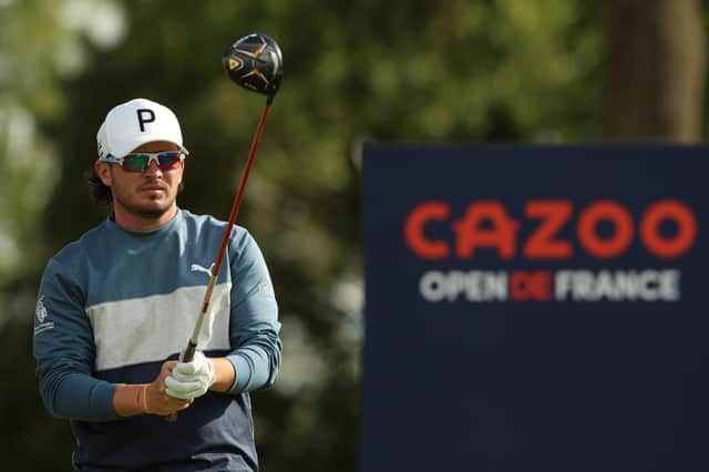 Ewen Ferguson of Scotland plays his tee shot on the 14th hole during Day Three of the Cazoo Open de France at Le Golf National on September 23, 2023 in Paris, France. (Photo by Luke Walker/Getty Images)
