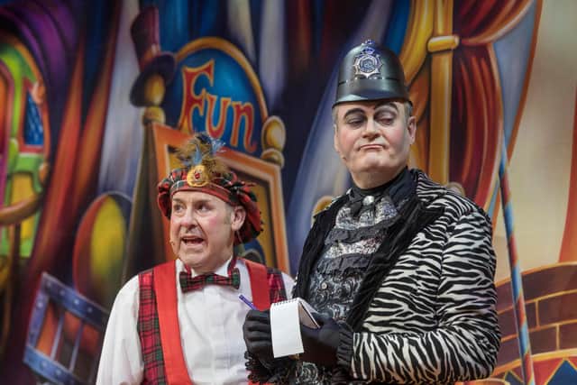 Andy Gray and Grant Stott on stage together in the King's Theatre pantomime in Edinburgh.