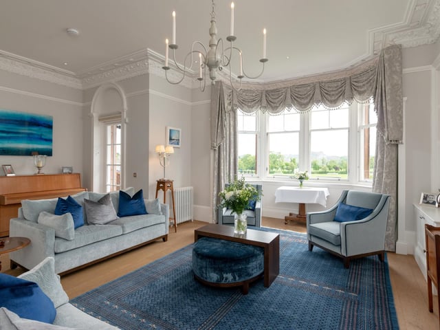 The home is surrounded by a three-car driveway and charging points for electric vehicles. The garden is enclosed and features a lush lawn, patio and floral border.
Contact: Rettie & Co.