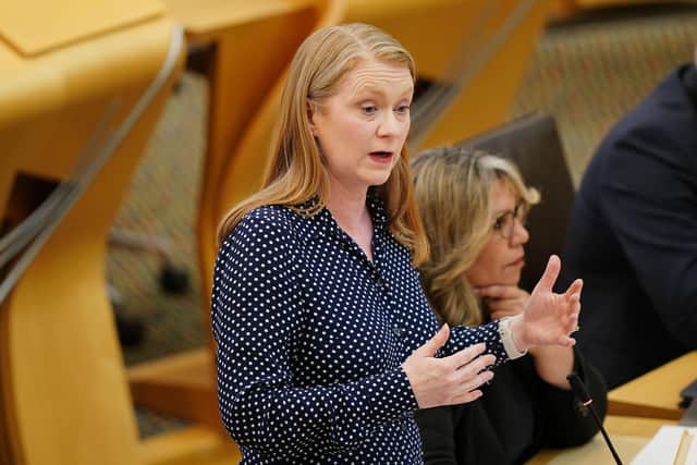 Social Justice Secretary Shirley-Anne Somerville speaks to MSPs on the Scottish Government's response to the Supreme Court ruling on the definition of a woman under equalities law, in the Scottish Parliament at Holyrood. Picture: Jane Barlow/PA Wire