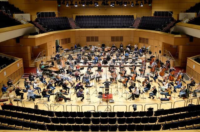 The RSNO and BBC SSO rehearsing under the baton of Kevin John Edusei