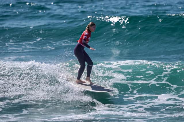Phoebe Strachan, walking the board PIC: Malcolm Anderson