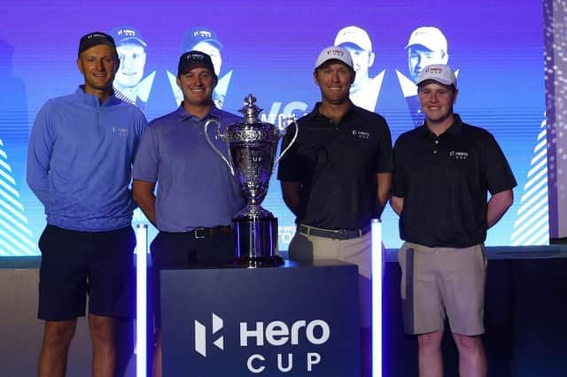 FRiday's opening fourball session will conclude with Adrian Meronk and Sepp Straka joining fores for Continental Europe against a Great Britain and Ireland pairing of Séamus Power and Bob MacIntyre. Picture: Andrew Redington/Getty Images.