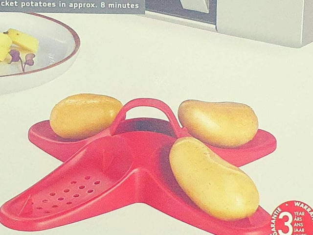 Usually you could just pierce a jacket potato and leave it on a microwaveable plate to cook for 10 minutes, but this product offers a little extra sophistication (and the capacity to cook more potatoes in one batch!) One of those 'you never knew you needed it until you saw it' products.