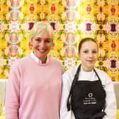 Carina Contini with last year's winner 14-year-old Grace Warnock