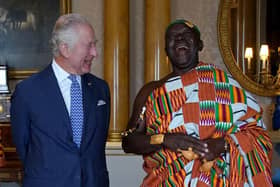 King Charles III receives His Majesty Otumfuo Osei Tutu II, Asantehene, King of the Ashanti Kingdom, during an audience at Buckingham Palace in May.