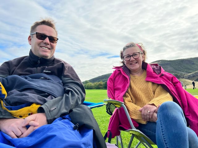 Derek Wallace and Louise Gladstone from Duddingston Edinburgh out to watch the funeral.