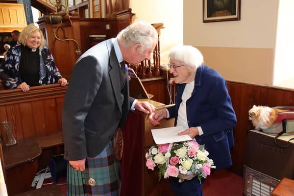 Church organist Mary Edmondson, 89, who has been playing for 75 years has been honoured for her dedication with a surprise presentation by the Prince of Wales. Picture: Neil Buchan/PA Wire