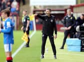 Motherwell manager Stuart Kettlewell issues instructions on the touchline during the cinch Premiership match against Rangers.