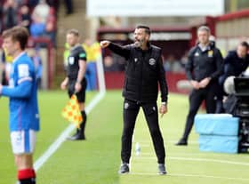 Motherwell manager Stuart Kettlewell issues instructions on the touchline during the cinch Premiership match against Rangers.